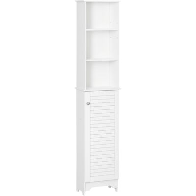ARRIGONI Meuble Colonne Salle De Bain 3 Niches Placard Porte Persienne 3 Étagères Mdf Panneaux De Particules Blanc - Publicité ARRIGONI Meuble Colonne Salle De Bain 3 Niches Placard Porte Persienne 3 Étagères Mdf Panneaux De Particules Blanc - Publicité