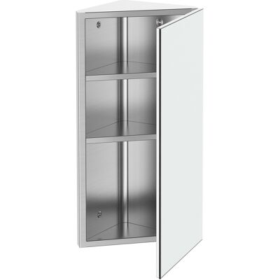 OEM Homcom Armoire Miroir Salle De Bain Armoire De Toilette Murale Meuble D'Angle 2 Étagères Dim. 30l X 18.4l X 60h Cm Acier Inox. Publicité OEM Homcom Armoire Miroir Salle De Bain Armoire De Toilette Murale Meuble D'Angle 2 Étagères Dim. 30l X 18.4l X 60h Cm Acier Inox. Publicité