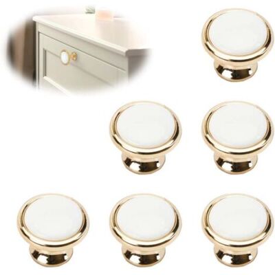 ABYSSE 6pcs Poignee De Meuble, Poignee Meuble Dorée Bouton De Porte Blanc, Bouton Porte Placard Avec Vis De Montage, Poignee De Porte Ronde Convient Convient Aux Tiroirs Armoires Armoires - Publicité ABYSSE 6pcs Poignee De Meuble, Poignee Meuble Dorée Bouton De Porte Blanc, Bouton Porte Placard Avec Vis De Montage, Poignee De Porte Ronde Convient Convient Aux Tiroirs Armoires Armoires - Publicité
