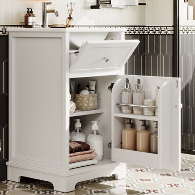 ACKERMAN Meuble Vasque Mdf 514687cm, Entièrement Laqué, Avec Tiroir Coulissant Et Étagères Réglables, Armoire À Portes, Pieds D'Armoire Hauts, Vasque Intégrée, Blanc - Publicité ACKERMAN Meuble Vasque Mdf 514687cm, Entièrement Laqué, Avec Tiroir Coulissant Et Étagères Réglables, Armoire À Portes, Pieds D'Armoire Hauts, Vasque Intégrée, Blanc - Publicité