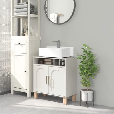 OEM Meuble Salle De Bain Sous Lavabo Meuble Sous Lavabo Placard 2 Portes Avec Étagère Réglable 60 X 30 X 63 Cm Blanc - Publicité OEM Meuble Salle De Bain Sous Lavabo Meuble Sous Lavabo Placard 2 Portes Avec Étagère Réglable 60 X 30 X 63 Cm Blanc - Publicité