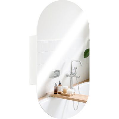 Generic Miroir Ovale Moderne De Salle De Bain Avec Armoire Et Deux Étagères, 45x90 Cm, Blanc - Publicité Generic Miroir Ovale Moderne De Salle De Bain Avec Armoire Et Deux Étagères, 45x90 Cm, Blanc - Publicité