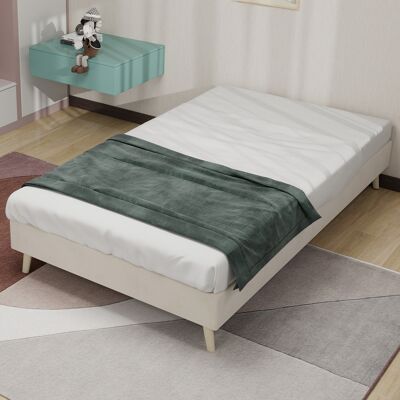 ACKERMAN Modern Minimalist Bed Frame, 90x200 Cm, Beige, Dutch Velvet Fabric, Low-profile Base, Modern Style Bedroom Furniture. Excludes Gas Lift Mechanism, Headboard, And Mattress. Publicité ACKERMAN Modern Minimalist Bed Frame, 90x200 Cm, Beige, Dutch Velvet Fabric, Low-profile Base, Modern Style Bedroom Furniture. Excludes Gas Lift Mechanism, Headboard, And Mattress. Publicité