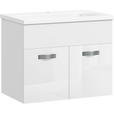 ARRIGONI Meuble De Salle De Bain Suspendu Avec Lavabo 2 Portes Charnieres Amorties 61x40x50 Cm Blanc Brillant - Publicité ARRIGONI Meuble De Salle De Bain Suspendu Avec Lavabo 2 Portes Charnieres Amorties 61x40x50 Cm Blanc Brillant - Publicité