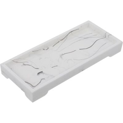 GRASSLIN Plateau De Rangement Pour Salle De Bain Effet Marbre Blanc En Résine 1 Pièce Organisateur Polyvalent Pour Cosmétiques Bijoux Et Articles De Toilette'-'- - Publicité GRASSLIN Plateau De Rangement Pour Salle De Bain Effet Marbre Blanc En Résine 1 Pièce Organisateur Polyvalent Pour Cosmétiques Bijoux Et Articles De Toilette'-'- - Publicité