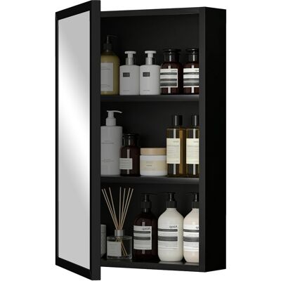 HEAT Armoire De Salle De Bain Avec Miroir, Meuble Mural À 1 Porte Et 2 Étagères, Acier, 40 X 12 X 60 Cm, Noir - Publicité HEAT Armoire De Salle De Bain Avec Miroir, Meuble Mural À 1 Porte Et 2 Étagères, Acier, 40 X 12 X 60 Cm, Noir - Publicité