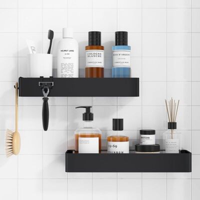 Vision Étagère De Douche Extra-large - Lot De 2 Étagères Adhésives En Acier Inoxydable Antirouille, Rangements Et Rangements De Salle De Bain Sans Perçage, Noir - Publicité Vision Étagère De Douche Extra-large - Lot De 2 Étagères Adhésives En Acier Inoxydable Antirouille, Rangements Et Rangements De Salle De Bain Sans Perçage, Noir - Publicité