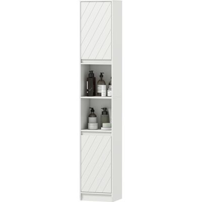 HEAT Meuble De Salle De Bain, Unité De Rangement Avec 2 Portes Et 2 Compartiments Ouverts, 30 X 24 X 170 Cm, Blanc - Publicité HEAT Meuble De Salle De Bain, Unité De Rangement Avec 2 Portes Et 2 Compartiments Ouverts, 30 X 24 X 170 Cm, Blanc - Publicité