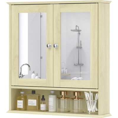 HEAT Armoire De Salle De Bain Murale Avec Miroir, 56 X 13 X 58 Cm, Meuble De Salle De Bain Avec Portes À Double Miroir, Finition Bois Naturel - Publicité HEAT Armoire De Salle De Bain Murale Avec Miroir, 56 X 13 X 58 Cm, Meuble De Salle De Bain Avec Portes À Double Miroir, Finition Bois Naturel - Publicité