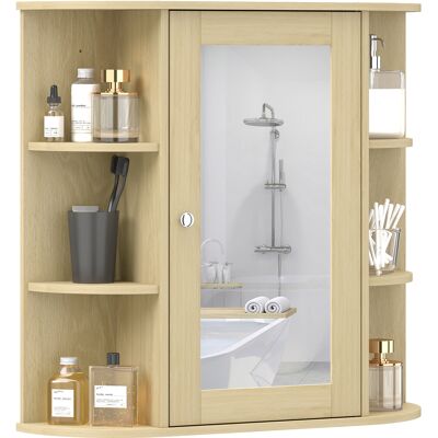 Generic Armoire De Salle De Bain Miroir Murale Avec Étagères Ouvertes, 66x17x63 Cm, Couleur Naturel - Publicité Generic Armoire De Salle De Bain Miroir Murale Avec Étagères Ouvertes, 66x17x63 Cm, Couleur Naturel - Publicité