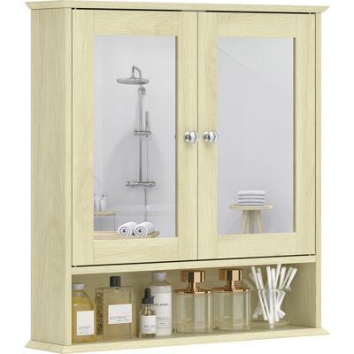 Generic Armoire Murale Salle De Bain Avec Miroir, 56 X 13 X 58 Cm, Meuble Salle De Bain Avec Portes Miroir Doubles Bois Naturel - Publicité Generic Armoire Murale Salle De Bain Avec Miroir, 56 X 13 X 58 Cm, Meuble Salle De Bain Avec Portes Miroir Doubles Bois Naturel - Publicité