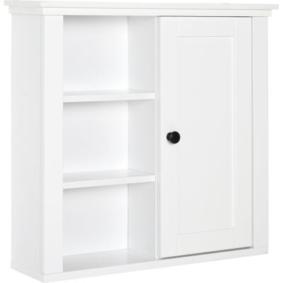 Generic Armoire Murale De Salle De Bain Meuble Suspendu Wc Placard 1 Porte 3 Niches Dim. 53l X 14,5l X 50,5h Cm En Bois Blanc - Publicité Generic Armoire Murale De Salle De Bain Meuble Suspendu Wc Placard 1 Porte 3 Niches Dim. 53l X 14,5l X 50,5h Cm En Bois Blanc - Publicité