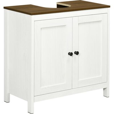 Generic Meuble Sous Lavabo Meuble De Salle De Bain 2 Portes Avec Étagère 60 X 30 X 60 Cm Blanc Et Aspect Bois - Publicité Generic Meuble Sous Lavabo Meuble De Salle De Bain 2 Portes Avec Étagère 60 X 30 X 60 Cm Blanc Et Aspect Bois - Publicité