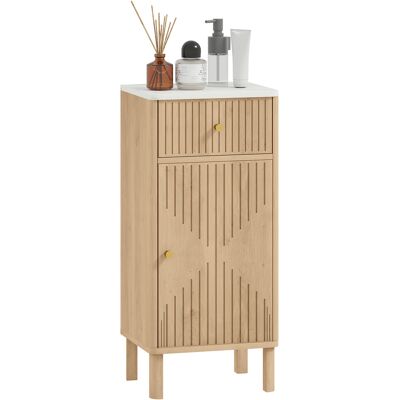 HEAT Meuble De Salle De Bains, Unité De Rangement Avec Plateau Effet Marbre Et Porte Rainurée, Tiroir 36 X 30 X 80 Cm, Chêne - Publicité HEAT Meuble De Salle De Bains, Unité De Rangement Avec Plateau Effet Marbre Et Porte Rainurée, Tiroir 36 X 30 X 80 Cm, Chêne - Publicité