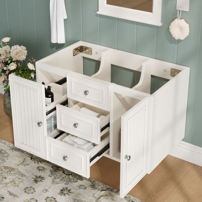 ACKERMAN Meuble Sous-vasque, Meuble De Salle De Bain Avec 3 Tiroirs, Grand Espace De Rangement, Vasque Suspendue, Style Moderne, Blanc, 78,5 × 46 × 46,8 Cm - Publicité ACKERMAN Meuble Sous-vasque, Meuble De Salle De Bain Avec 3 Tiroirs, Grand Espace De Rangement, Vasque Suspendue, Style Moderne, Blanc, 78,5 × 46 × 46,8 Cm - Publicité