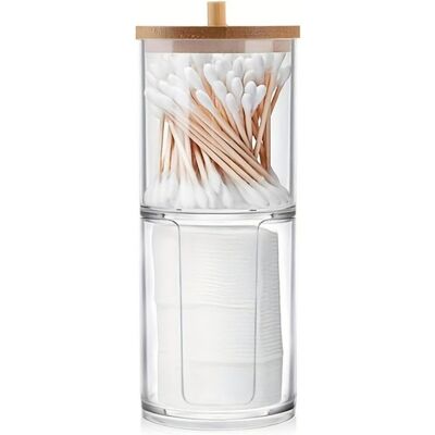 GRASSLIN 2 Boite Coton Tige, Double Couche, Acrylique Transparent, Bambou, Salle De Bain, Coiffeuse - Publicité GRASSLIN 2 Boite Coton Tige, Double Couche, Acrylique Transparent, Bambou, Salle De Bain, Coiffeuse - Publicité