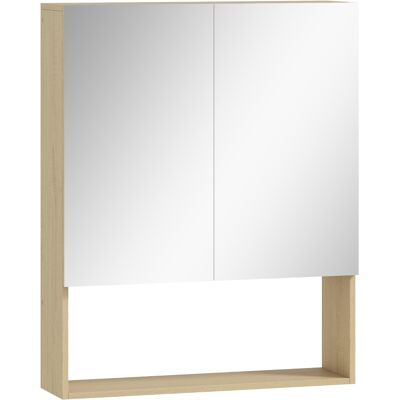ACKERMAN Meuble De Salle De Bain, Portes Miroir, Étagère Ouverte, Montage Mural, Mdf, Panneau De Particules, Chêne - Publicité ACKERMAN Meuble De Salle De Bain, Portes Miroir, Étagère Ouverte, Montage Mural, Mdf, Panneau De Particules, Chêne - Publicité