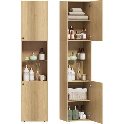 OEM Armoire Salle De Bain Haute, Meuble De Rangement Colonne 6 Niveaux 2 Portes Et Étagères Réglables, 40x31x182cm, Chêne - Publicité OEM Armoire Salle De Bain Haute, Meuble De Rangement Colonne 6 Niveaux 2 Portes Et Étagères Réglables, 40x31x182cm, Chêne - Publicité