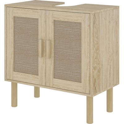 OEM Meuble Salle De Bain Sous Lavabo Meuble Sous Lavabo Portes En Rotin Pieds Bois De Pin 2 Niveaux 60 X 30 X 60 Cm Chêne - Publicité OEM Meuble Salle De Bain Sous Lavabo Meuble Sous Lavabo Portes En Rotin Pieds Bois De Pin 2 Niveaux 60 X 30 X 60 Cm Chêne - Publicité