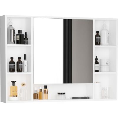 Generic Miroir Meuble Salle De Bain Étagères Ouvertes + Porte Miroir, Gain De Place, 100x15x70 Cm, Blanc - Publicité Generic Miroir Meuble Salle De Bain Étagères Ouvertes + Porte Miroir, Gain De Place, 100x15x70 Cm, Blanc - Publicité