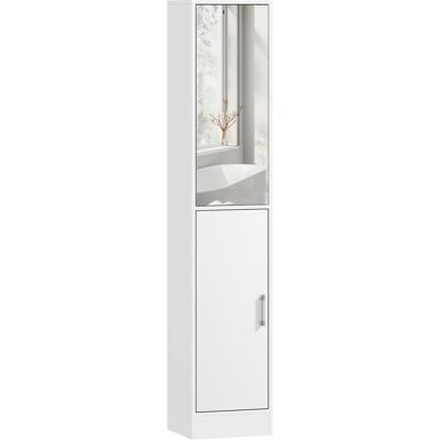 OEM Meuble Colonne Salle De Bain Avec Miroir, Meuble De Rangement À 6 Niveaux 2 Portes Étagères Réglables 32x28x162cm Blanc - Publicité OEM Meuble Colonne Salle De Bain Avec Miroir, Meuble De Rangement À 6 Niveaux 2 Portes Étagères Réglables 32x28x162cm Blanc - Publicité