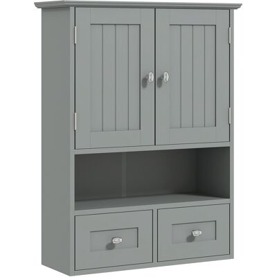 Generic Armoire Murale De Salle De Bain, Armoire De Toilette, Avec Portes, Étagère, 2 Tiroirs, 50,8l X 17,8p X 66h Cm, Gris - Publicité Generic Armoire Murale De Salle De Bain, Armoire De Toilette, Avec Portes, Étagère, 2 Tiroirs, 50,8l X 17,8p X 66h Cm, Gris - Publicité