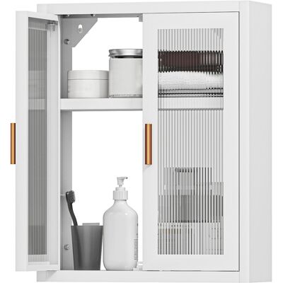 Generic Armoire Murale De Salle De Bain, Meuble Haut Salle De Bains Avec 2 Portes Cannelées, Étagère Réglable, 40x14x50cm, Blanc - Publicité Generic Armoire Murale De Salle De Bain, Meuble Haut Salle De Bains Avec 2 Portes Cannelées, Étagère Réglable, 40x14x50cm, Blanc - Publicité