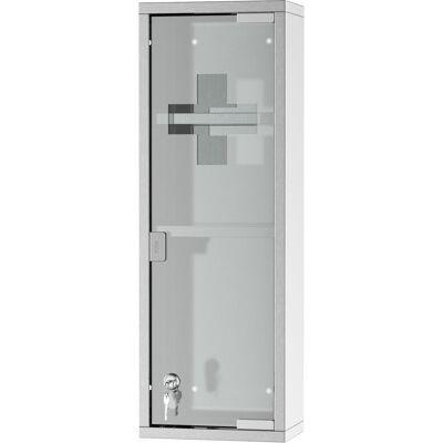 Generic Kleankin Armoire À Pharmacie 2 Étagères 3 Niveaux 20l X 12l X 58h Cm Porte Verre Trempé Symbole Croix Acier Inox. Publicité Generic Kleankin Armoire À Pharmacie 2 Étagères 3 Niveaux 20l X 12l X 58h Cm Porte Verre Trempé Symbole Croix Acier Inox. Publicité