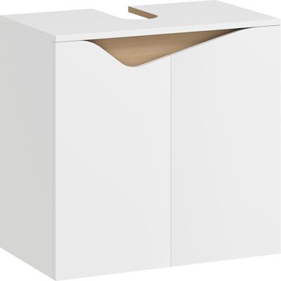Generic Meuble Sous Lavabo, Meuble De Salle De Bain Avec 2 Portes À Fermeture Douce, 60 X 35 X 57,9 Cm, Blanc Et Bois Naturel - Publicité Generic Meuble Sous Lavabo, Meuble De Salle De Bain Avec 2 Portes À Fermeture Douce, 60 X 35 X 57,9 Cm, Blanc Et Bois Naturel - Publicité