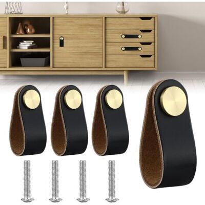 SCORPIO 4pcs Poignée Meuble Cuir, Bouton Porte Placard Poignee Cuir Bouton De Tiroir, Poignee De Meuble Vintage Pour Armoires, Commode, Cuisine, Salle De Bain (noir, Monotrou) - Publicité SCORPIO 4pcs Poignée Meuble Cuir, Bouton Porte Placard Poignee Cuir Bouton De Tiroir, Poignee De Meuble Vintage Pour Armoires, Commode, Cuisine, Salle De Bain (noir, Monotrou) - Publicité