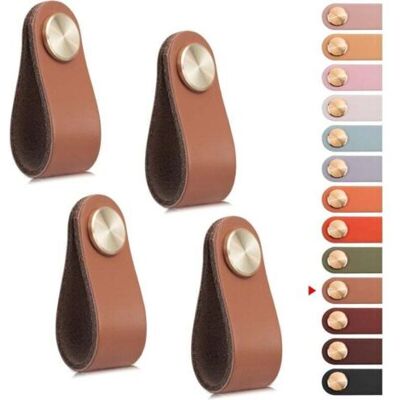 SCORPIO 4pcs Poignée Meuble Cuir, Bouton Porte Placard Poignee Cuir Bouton De Tiroir, Poignee De Meuble Vintage Pour Armoires, Commode, Cuisine, Salle De Bain (café Clair, Monotrou) - Publicité SCORPIO 4pcs Poignée Meuble Cuir, Bouton Porte Placard Poignee Cuir Bouton De Tiroir, Poignee De Meuble Vintage Pour Armoires, Commode, Cuisine, Salle De Bain (café Clair, Monotrou) - Publicité