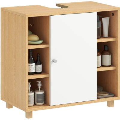 ARRIGONI Meuble Sous-lavabo Avec 2 Portes A Fermeture Douce Et 6 Etageres Ouvertes 60x33x57 Cm Blanc - Publicité ARRIGONI Meuble Sous-lavabo Avec 2 Portes A Fermeture Douce Et 6 Etageres Ouvertes 60x33x57 Cm Blanc - Publicité