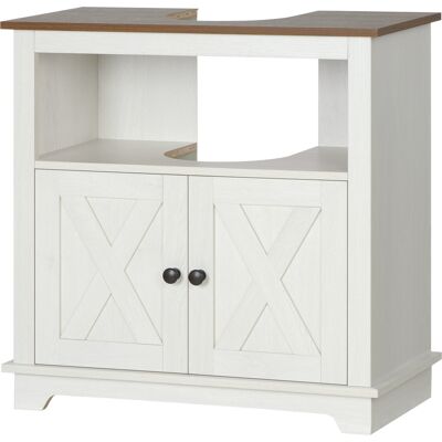 HEAT Meuble Vasque De Salle De Bain Avec Niche Et Armoire À Double Porte, 60 X 30 X 60 Cm, Blanc - Publicité HEAT Meuble Vasque De Salle De Bain Avec Niche Et Armoire À Double Porte, 60 X 30 X 60 Cm, Blanc - Publicité