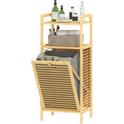 HEAT Meuble De Rangement En Bambou, Meuble De Salle De Bain, Étagère, Panier À Linge Inclinable, 40 X 30 X 95 Cm, Aspect Bois Naturel - Publicité HEAT Meuble De Rangement En Bambou, Meuble De Salle De Bain, Étagère, Panier À Linge Inclinable, 40 X 30 X 95 Cm, Aspect Bois Naturel - Publicité
