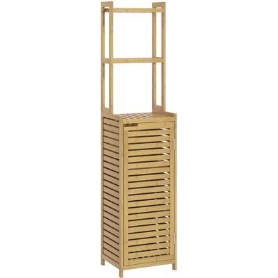 OEM Meuble Colonne Armoire Haute De Salle De Bain En Bambou Avec 3 Étagères Et Placard 1 Porte 38,5 X 33 X 170 Cm Naturel - Publicité OEM Meuble Colonne Armoire Haute De Salle De Bain En Bambou Avec 3 Étagères Et Placard 1 Porte 38,5 X 33 X 170 Cm Naturel - Publicité