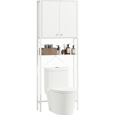 ARRIGONI Meuble De Salle De Bain Au-dessus Des Wc Et Lave-linge Avec Placard Et Etagere Ouverte 64x20x180 Cm Blanc - Publicité ARRIGONI Meuble De Salle De Bain Au-dessus Des Wc Et Lave-linge Avec Placard Et Etagere Ouverte 64x20x180 Cm Blanc - Publicité
