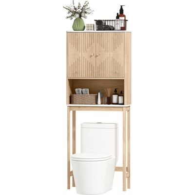 HEAT Meuble Wc Avec Élément Mural, Portes Doubles, Étagères, 66 X 25 X 168 Cm, Chêne - Publicité HEAT Meuble Wc Avec Élément Mural, Portes Doubles, Étagères, 66 X 25 X 168 Cm, Chêne - Publicité