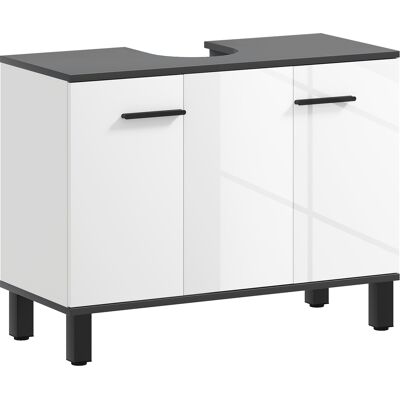 ARRIGONI Meuble Sous-lavabo Avec 2 Portes Et Etagere Reglable 80x34x60 Cm Blanc Brillant - Publicité ARRIGONI Meuble Sous-lavabo Avec 2 Portes Et Etagere Reglable 80x34x60 Cm Blanc Brillant - Publicité