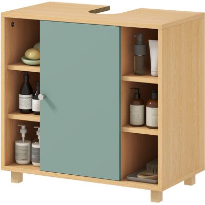 HEAT Meuble Bas De Salle De Bain Avec 6 Étagères Ouvertes Et Porte À Fermeture Amortie, 60 X 33 X 57 Cm, Vert - Publicité HEAT Meuble Bas De Salle De Bain Avec 6 Étagères Ouvertes Et Porte À Fermeture Amortie, 60 X 33 X 57 Cm, Vert - Publicité