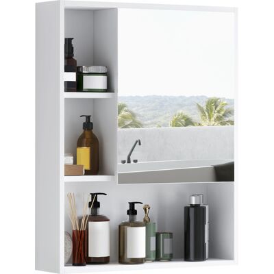 ARRIGONI Armoire Murale Salle De Bain Avec Miroir, Meuble Salle De Bain, 5 Compartiments Et Étagère Réglable, 60x15x76cm, Blanc - Publicité ARRIGONI Armoire Murale Salle De Bain Avec Miroir, Meuble Salle De Bain, 5 Compartiments Et Étagère Réglable, 60x15x76cm, Blanc - Publicité