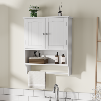 ACKERMAN Meuble De Salle De Bain Blanc Avec Porte-serviettes Mural, Armoire À Pharmacie De Salle De Bain Avec 2 Étagères Réglables, Armoire Murale De Salle De Bain Au-dessus De La Salle De Bain, Adapté Pour Bu - Publicité ACKERMAN Meuble De Salle De Bain Blanc Avec Porte-serviettes Mural, Armoire À Pharmacie De Salle De Bain Avec 2 Étagères Réglables, Armoire Murale De Salle De Bain Au-dessus De La Salle De Bain, Adapté Pour Bu - Publicité