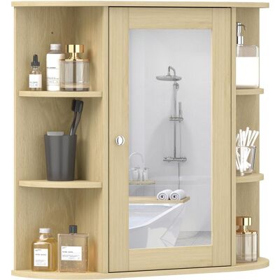 OEM Meuble De Salle De Bain Avec Miroir, Armoire Murale Avec Étagères Ouvertes, 66 X 17 X 63 Cm, Naturel - Publicité OEM Meuble De Salle De Bain Avec Miroir, Armoire Murale Avec Étagères Ouvertes, 66 X 17 X 63 Cm, Naturel - Publicité