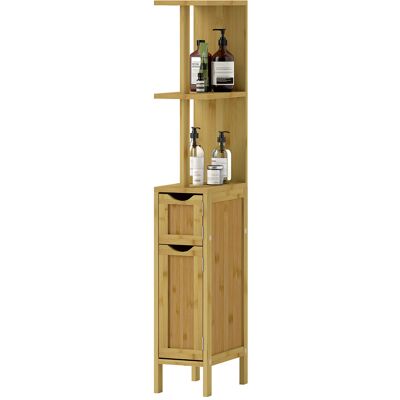 HEAT Meuble De Salle De Bain Avec 2 Étagères Et 2 Placards, En Bambou, 18 Cm (l) X 30 Cm (p) X 120 Cm (h), Bois Naturel - Publicité HEAT Meuble De Salle De Bain Avec 2 Étagères Et 2 Placards, En Bambou, 18 Cm (l) X 30 Cm (p) X 120 Cm (h), Bois Naturel - Publicité