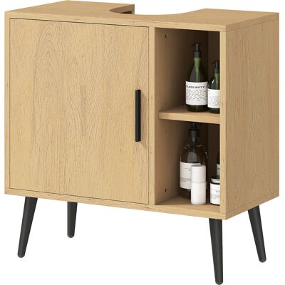 HEAT Meuble-lavabo Avec Porte À Fermeture Amortie Et Étagère Réglable, 60 X 30 X 59,5 Cm, Chêne - Publicité HEAT Meuble-lavabo Avec Porte À Fermeture Amortie Et Étagère Réglable, 60 X 30 X 59,5 Cm, Chêne - Publicité