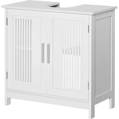 HEAT Meuble Vasque De Salle De Bain Gain De Place À 2 Portes En Mdf Avec Étagères Réglables, 60 X 30 X 60 Cm, Blanc - Publicité HEAT Meuble Vasque De Salle De Bain Gain De Place À 2 Portes En Mdf Avec Étagères Réglables, 60 X 30 X 60 Cm, Blanc - Publicité
