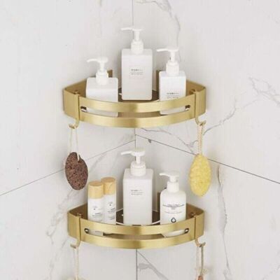 SANS MARQUE Étagère Douche Sans Perçage Etagere Angle Salle De Baintablette Salle De Bain Starlight (or Sable Brillant,2 Niveaux) - Publicité SANS MARQUE Étagère Douche Sans Perçage Etagere Angle Salle De Baintablette Salle De Bain Starlight (or Sable Brillant,2 Niveaux) - Publicité
