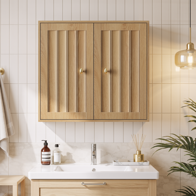 ACKERMAN Meuble De Salle De Bain Mural, Armoire À Pharmacie À Deux Portes Avec Design De Rainures Verticales – Armoire De Rangement Murale Pour Salle De Bain, Toilettes Et Couloirs (chêne) - Publicité ACKERMAN Meuble De Salle De Bain Mural, Armoire À Pharmacie À Deux Portes Avec Design De Rainures Verticales – Armoire De Rangement Murale Pour Salle De Bain, Toilettes Et Couloirs (chêne) - Publicité