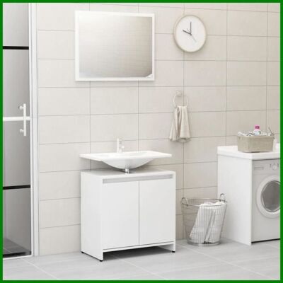 OEM Meuble De Salle De Bain - Vgeby - Ensemble 2 Meubles - Blanc Brillant - Miroir 60x45 Cm - Armoire 60x33x61 Cm - Publicité OEM Meuble De Salle De Bain - Vgeby - Ensemble 2 Meubles - Blanc Brillant - Miroir 60x45 Cm - Armoire 60x33x61 Cm - Publicité