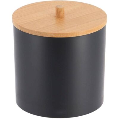 GRASSLIN 1 Boîte De Rangement Coton Et Coton-tiges, Ps Noir, Couvercle Bambou, Pour Salle De Bain - Publicité GRASSLIN 1 Boîte De Rangement Coton Et Coton-tiges, Ps Noir, Couvercle Bambou, Pour Salle De Bain - Publicité