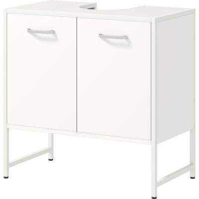 HEAT Meuble Vasque, Armoire De Salle De Bain À 2 Portes Avec Fermeture Amortie Et Étagère Réglable, Blanc - Publicité HEAT Meuble Vasque, Armoire De Salle De Bain À 2 Portes Avec Fermeture Amortie Et Étagère Réglable, Blanc - Publicité